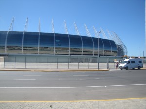 Zulma frente al Arena Castelao en Fortaleza